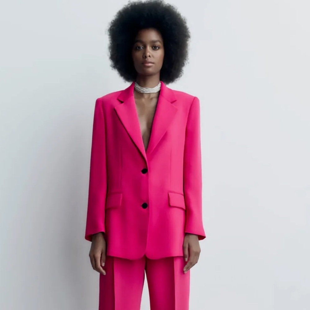 Zara straight cut oversize blazer fuschia size M